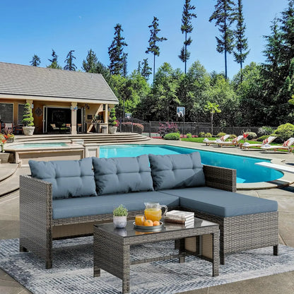 3-Piece Waterproof Sectional Sofa All-Weather L-Shaped
