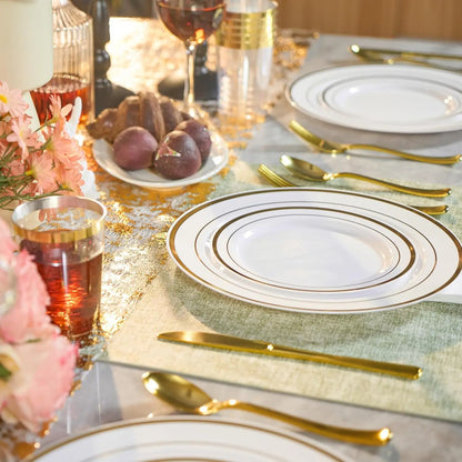 350-Pieces Gold Disposable Plates For 50 People