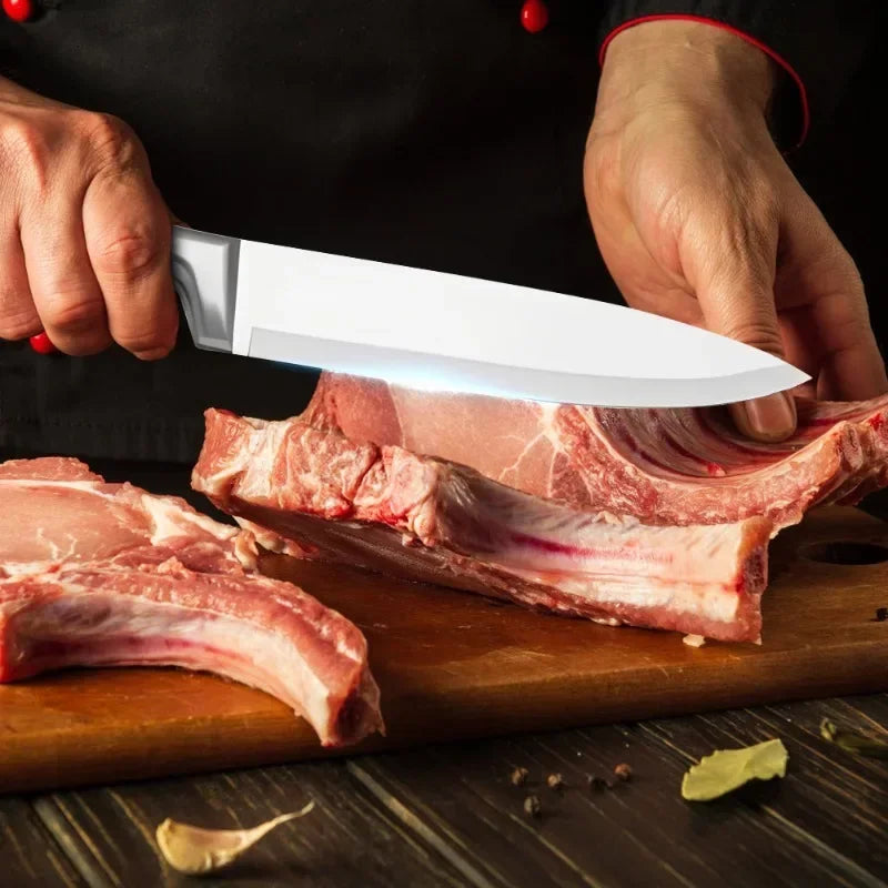 Knife Set 9-Piece Stainless Steel With Sharpener