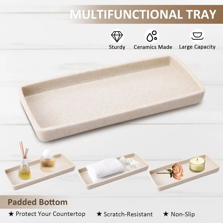 Resin 6 Pcs Beige Bathroom Set