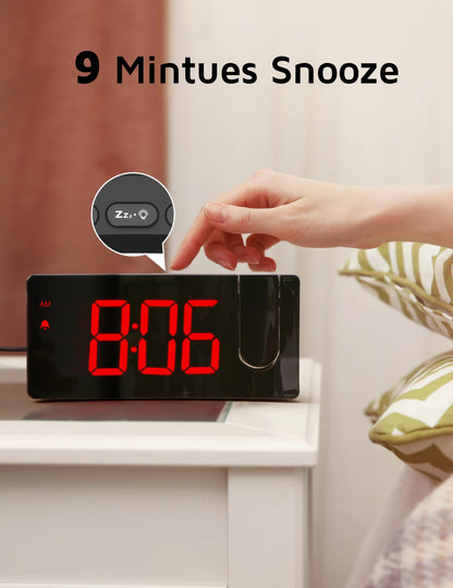 Projection Alarm Clock, Digital , Dimmer and USB