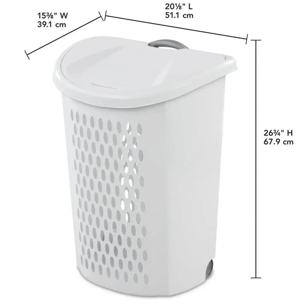 Large Wheeled Laundry Hamper With Retractable Handle