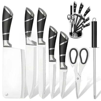 Knife Set 9-Piece Stainless Steel With Sharpener