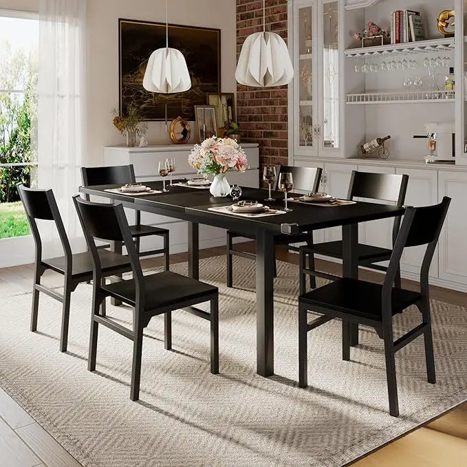 Extendable Dining Table Set For 4-6 , 63"