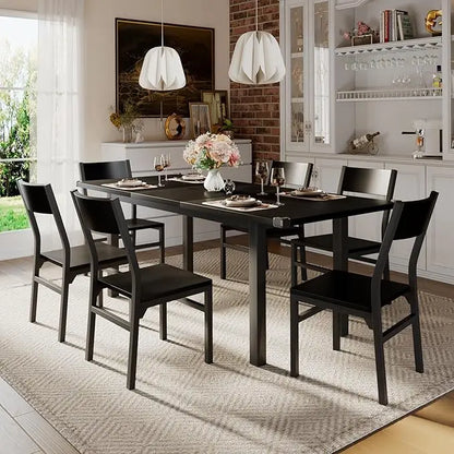 Extendable Dining Table Set For 4-6 , 63"