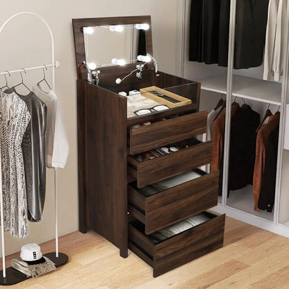 4 Drawer Dresser With Mirror And Lights