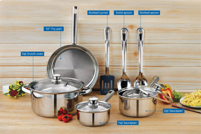 10-Piece Nonstick Stainless Steel Cookware Set