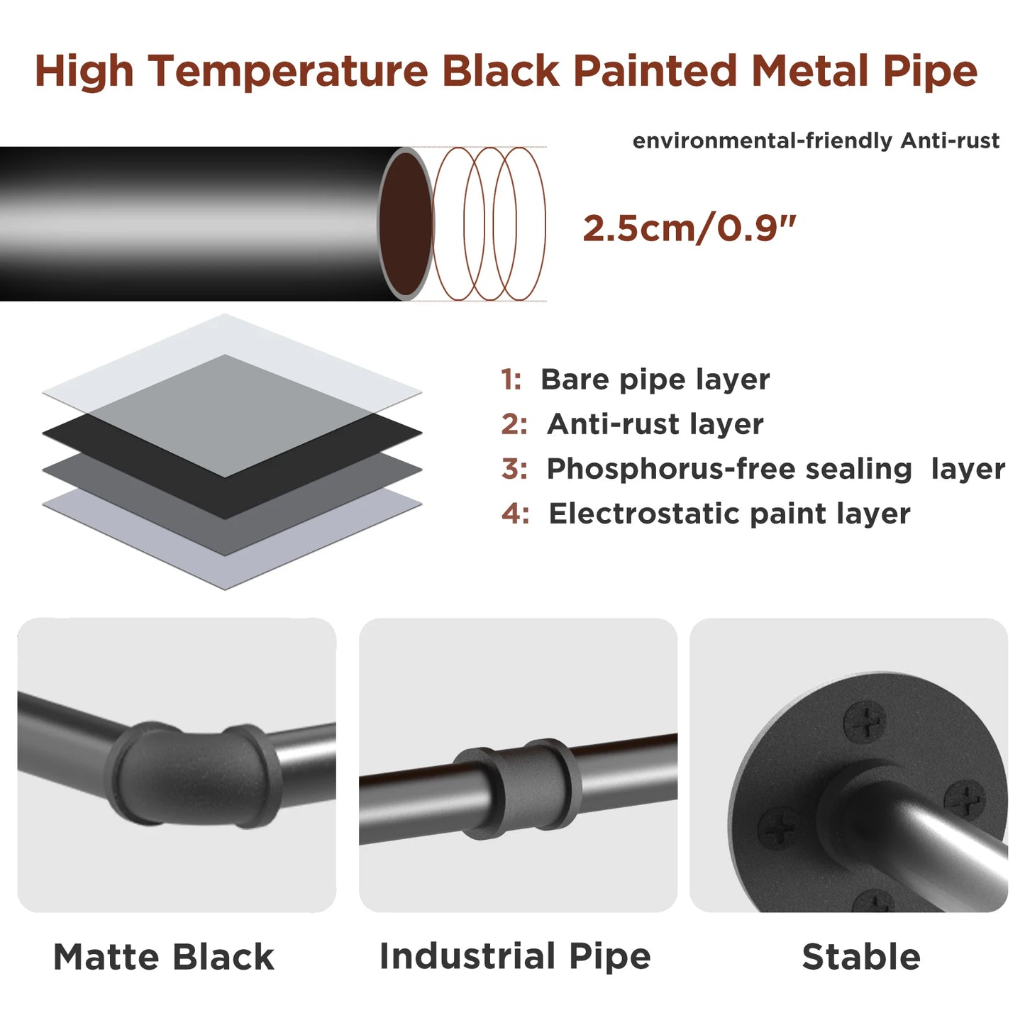 2-Pack Industrial Pipe Clothes Wall-Mounted Garment Rack