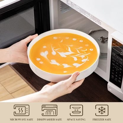 24 Piece Dinner Plates Set Black Rim