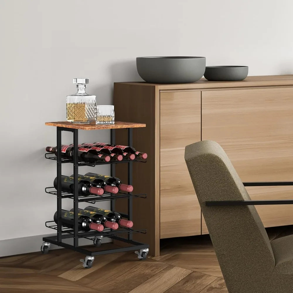 4-Tier Freestanding Water Bottle Holder With Wheels