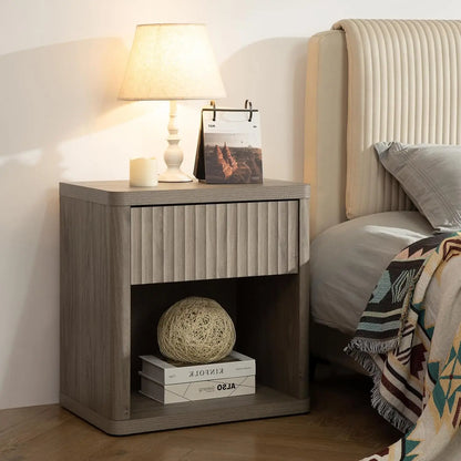 Fluted Nightstand Or End Table, 22.7"