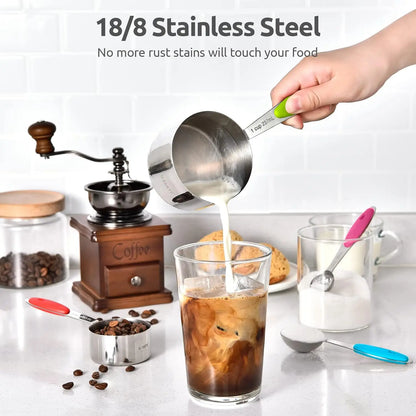 Stainless Steel Measuring Cups And Spoons, 10-Piece