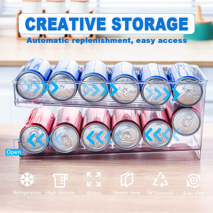 2-Pack Automatic Rolling Beverage Soda Can Storage