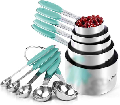 Stainless Steel Measuring Cups And Spoons, 10-Piece